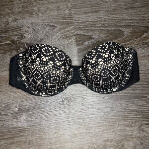 Victoria's Secret Strapless Black and White Lace Bra